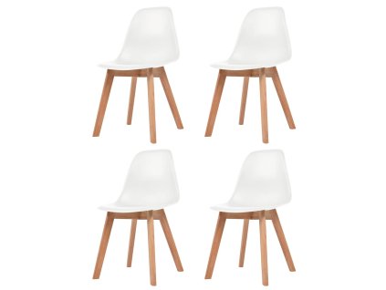 vidaXL Jedálenské stoličky 4 ks, biele, plast