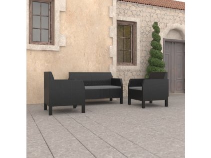 vidaXL 3-dielna záhradná súprava s podložkami, PP ratan, antracitová