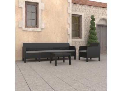 vidaXL 3-dielna záhradná súprava s podložkami, PP ratan, antracitová