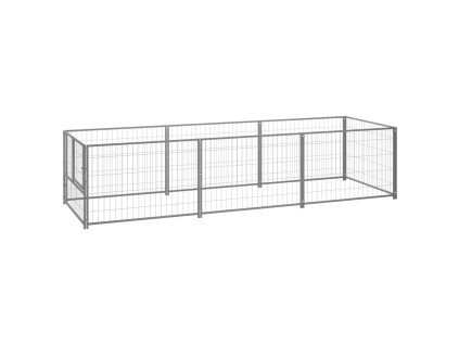 vidaXL Koterec pre psy strieborný 3 m² oceľ