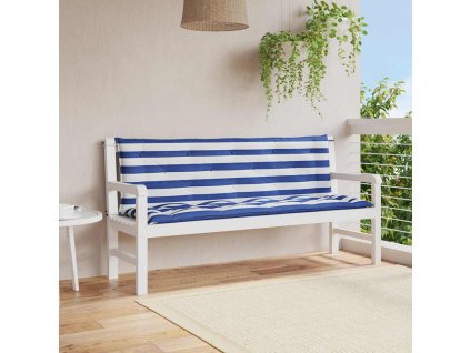vidaXL Podložky na záhradnú lavičku 2 ks modro-biele 150x50x7cm látka