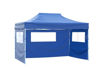 vidaXL Skladací stan s 3 stenami 3x4,5 m modrý