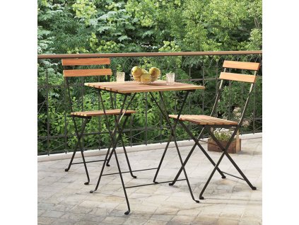 vidaXL Skladací bistro stolík 55x54x71 cm tíkový masív a oceľ