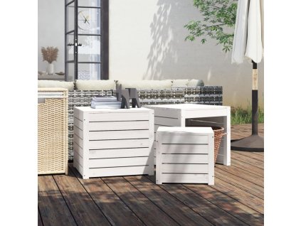 vidaXL 3-dielna záhradná sada boxov biela borovicový masív