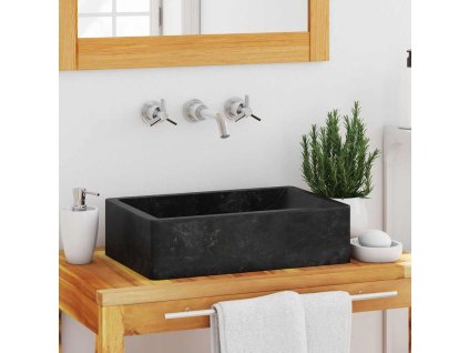 vidaXL Umývadlo 45x30x12 cm, mramor, lesklé čierne