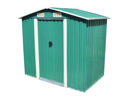 vidaXL Záhradná kôlňa, zelená, kov 204x132x186 cm