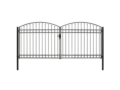 vidaXL Dvojkrídlová plotová brána s oblúkom, oceľ 400x200 cm, čierna