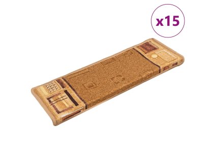 vidaXL Samolepiace nášľapy na schody 15 ks béžové 65x21x4 cm