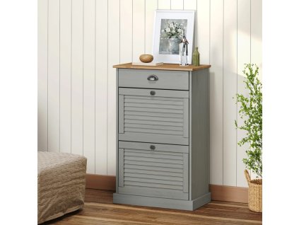 vidaXL Skrinka na topánky VIGO 60x35x96 cm sivá masívna borovica