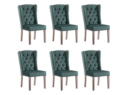 vidaXL Jedálenské stoličky 6 ks, tmavozelené, zamat