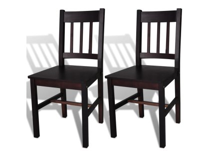 vidaXL Jedálenské stoličky 2 ks, tmavohnedé, borovicové drevo