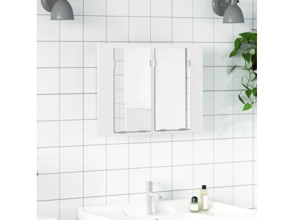 vidaXL LED kúpeľňová zrkadlová skrinka biela 60x12x45 cm akryl