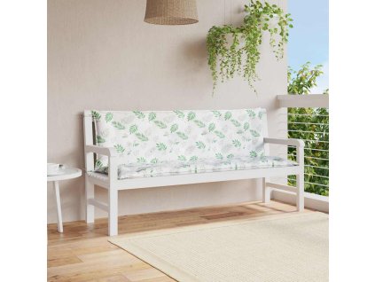 vidaXL Podložky na záhradnú lavičku 2 ks vzor listov 150x50x7 cm látka