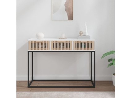 vidaXL Konzolový stolík biely 105x30x75 cm kompozitné drevo a železo