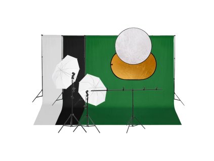 vidaXL Fotografické vybavenie s osvetlením, pozadím a reflektorom