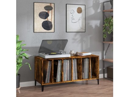 vidaXL Skrinka na platne dymový dub 100x38x48 cm kompozitné drevo