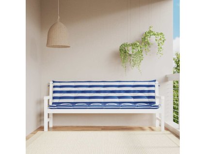 vidaXL Podložky na záhradnú lavičku 2 ks modro-biele 200x50x7cm látka