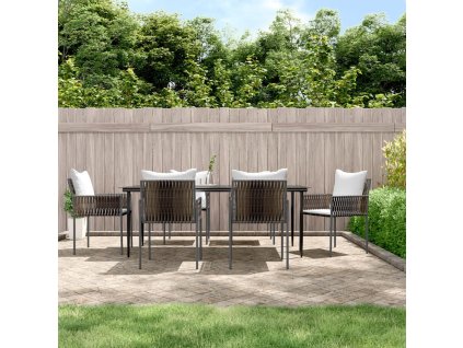 vidaXL 7-dielna záhradná jedálenská sada s vankúšmi polyratan a oceľ