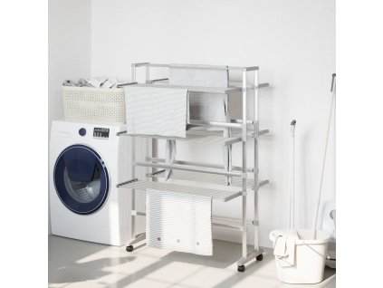 vidaXL Stojan na sušenie bielizne s kolieskami 89x64x129 cm hliník