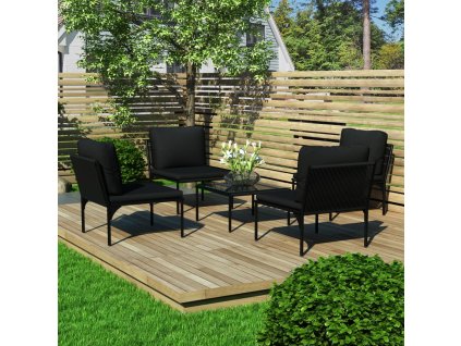 vidaXL 5-dielna záhradná sedacia súprava s podložkami čierna PVC