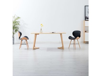 vidaXL Jedálenské stoličky 2 ks, čierne, umelá koža a ohýbané drevo