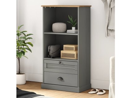 vidaXL Knižnica VIGO sivá 60x35x114,5 cm masívna borovica