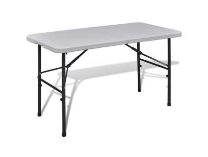 vidaXL Skladací záhradný stôl 122 cm, HDPE, biely