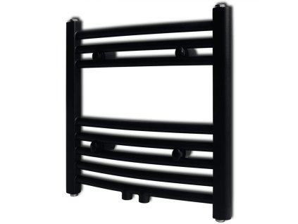 Čierny rebríkový radiátor na centrálne vykurovanie, zaoblený 480x480mm