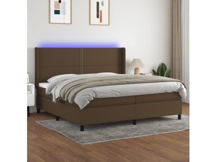 vidaXL Posteľ boxsping s matracom a LED tmavohnedá 200x200 cm látka