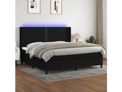 vidaXL Posteľ boxsping s matracom a LED čierna 200x200 cm látka