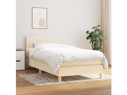 vidaXL Posteľný rám boxspring s matracom krémový 90x190 cm látka