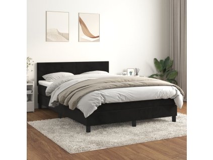 vidaXL Posteľný rám boxspring s matracom čierny 140x190 cm zamat