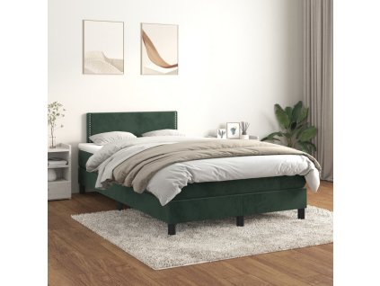 vidaXL Posteľný rám boxsping s matracom tmavozelený 120x200 cm zamat