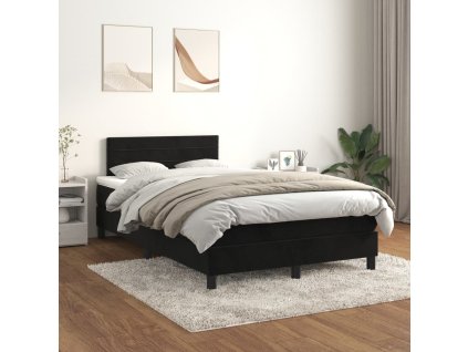 vidaXL Posteľný rám boxspring s matracom čierny 120x200 cm zamat