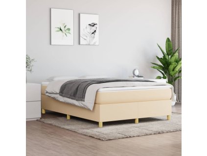 vidaXL Posteľný rám boxspring s matracom krémový 140x200 cm látka