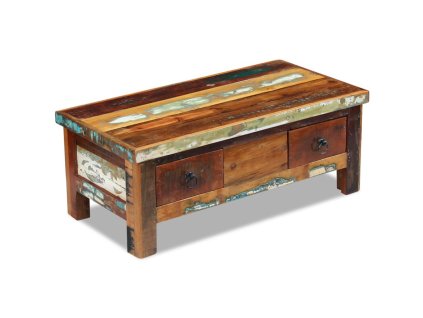 vidaXL Konferenčný stolík so zásuvkami, recyklovaný masív 90x45x35 cm