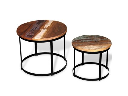 vidaXL Konferenčné stolíky 2 ks, recyklovaný masív, okrúhle 40cm/50cm