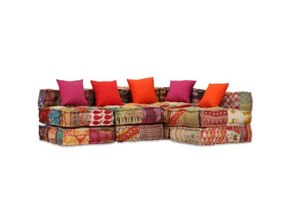 vidaXL 4-miestna modulárna taburetka, patchwork, látka
