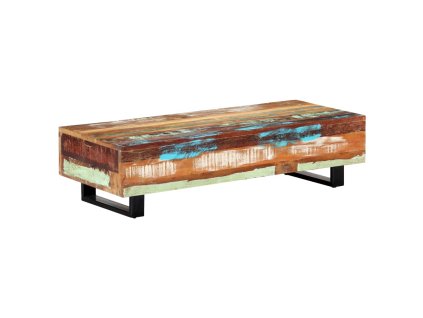 vidaXL Konferenčný stolík 120x50x30 cm, recyklovaný masív a oceľ