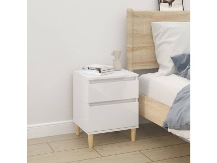 vidaXL Nočný stolík lesklý biely 40x35x50 cm