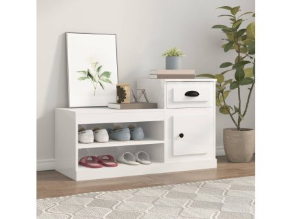 vidaXL Botník lesklý biely 100x42x60 cm kompozitné drevo