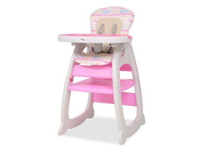 vidaXL Vysoká detská jedálenská stolička s pultíkom 3-v-1, ružová