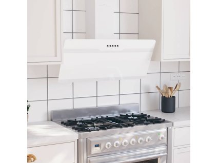 vidaXL Nástenný digestor 90 cm oceľ a tvrdené sklo biely