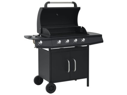 vidaXL Plynový gril, 4+1 varná zóna, čierny, oceľ