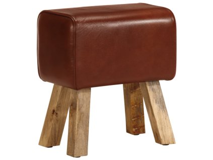 vidaXL Gymnastická lavica 38 cm, hnedá, pravá koža a mangový masív