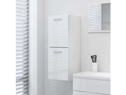 vidaXL Kúpeľňová skrinka, lesklá biela 30x30x80 cm, kompozitné drevo