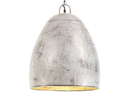 vidaXL Industriálna závesná lampa 25 W strieborná 42 cm okrúhla E27