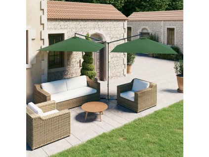 vidaXL Dvojitý záhradný slnečník, oceľová tyč, zelený 600x300 cm