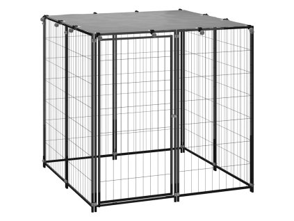 vidaXL Koterec pre psa čierny 110x110x110 cm oceľ