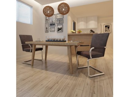 vidaXL Jedálenské stoličky, perová kostra 2 ks, hnedé, syntetická koža